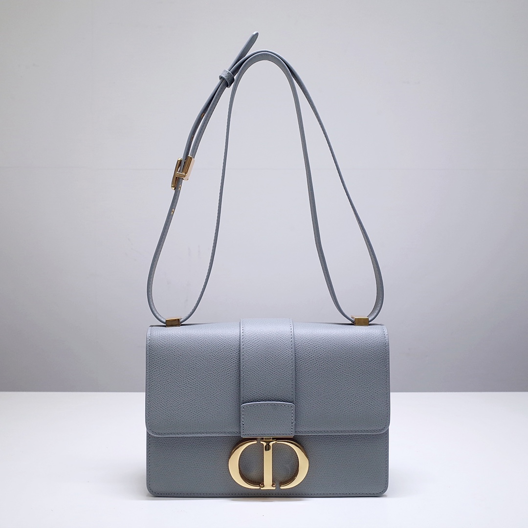 30 Montaigne Bag Grey Grained Calfskin